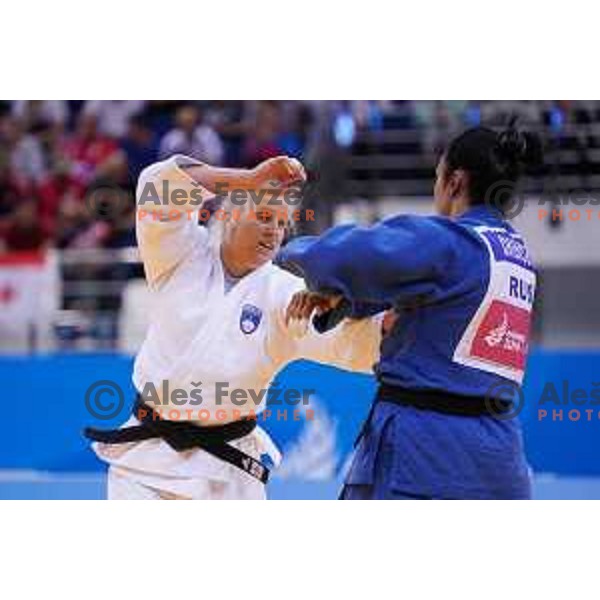 Anamari Velensek of Slovenia in action during Judo Tournament of 2nd European Games, Minsk, Belarus on June 24, 2019