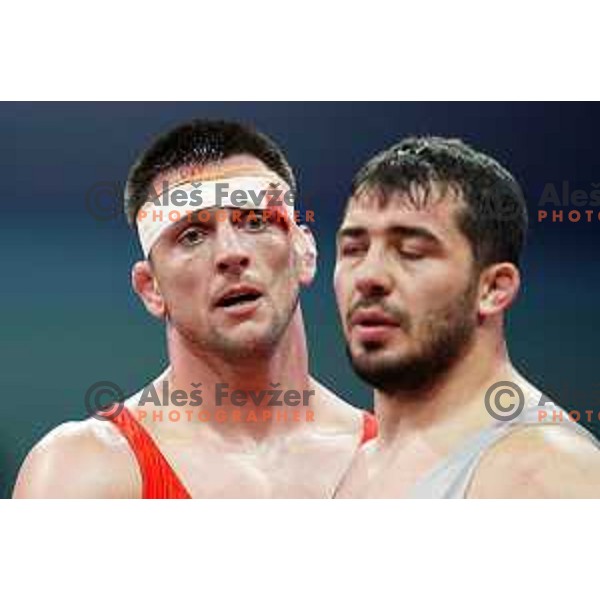 Aliaksandr Hrabovik (BLR) fights in Wrestling Greco-Roman Style 97 kg in Dvorec Sporta at 2nd European Games, Minsk, Belarus on June 29, 2019