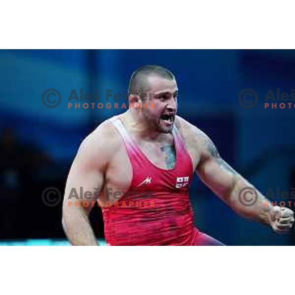 Iakobi Kajaia (GEO) fights in Wrestling Greco-Roman Style 130 kg in Dvorec Sporta at 2nd European Games, Minsk, Belarus on June 29, 2019