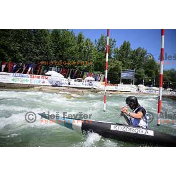 Alja Kozorog (SLO) competes in Women\'s C-1 at ICF Kayak and Canoe World Cup slalom on Sava river, Tacen, Ljubljana, Slovenia on June 30, 2019