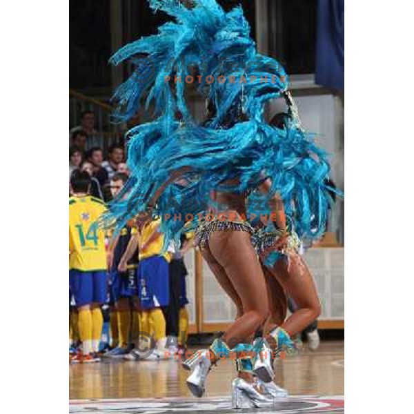 Brasilian dancer performs at friendly futsal match Slovenia-Brasil in Hala Tivoli, Ljubljana, Slovenia on 21.2.2008. Brasil won 6:3 (5:1) in front of 4000 spectators. 
