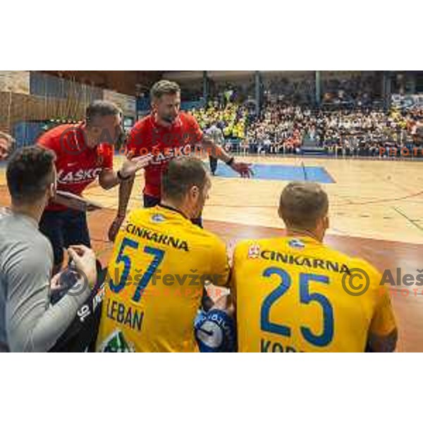 Tomaz Ocvirk, head coach of Celje PL during Slovenian Supercup handball match between Gorenje Velenje and Celje Pivovarna Lasko in Slovenj Gradec, Slovenia on August 30, 2019