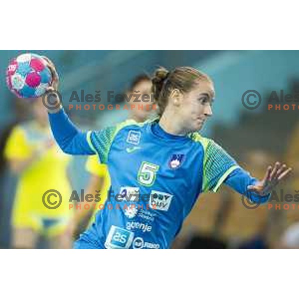 Anika Strnad in action during Women’s European Championship 2020 qualifier handball match between Slovenia and Kosovo in Lukna, Maribor, Slovenia on September 26, 2019