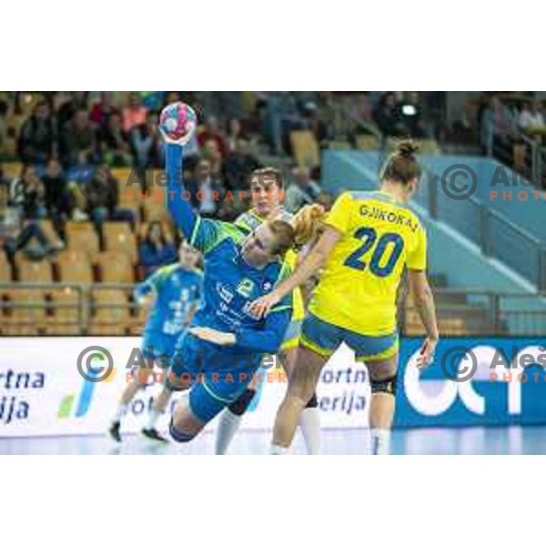 Valentina Klemencic in action during Women’s European Championship 2020 qualifier handball match between Slovenia and Kosovo in Lukna, Maribor, Slovenia on September 26, 2019