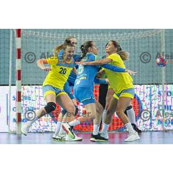 in action during Women’s European Championship 2020 qualifier handball match between Slovenia and Kosovo in Lukna, Maribor, Slovenia on September 26, 2019