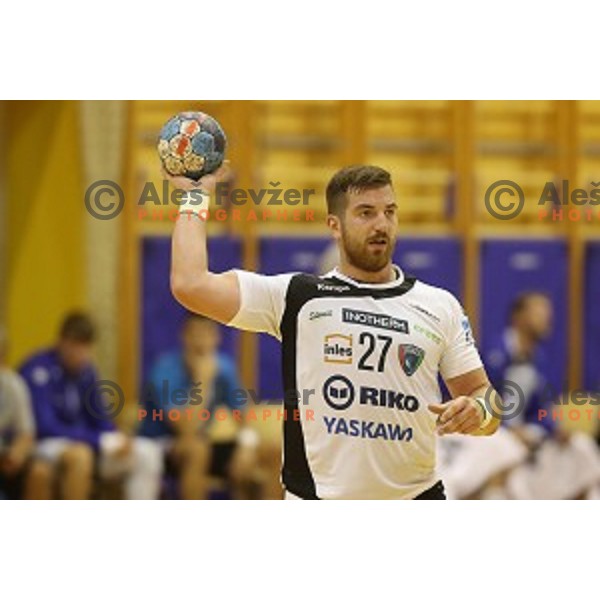 action in second round qualifiaction for EHF Europa league handball match between Riko Ribnica and SKA Minsk in Ribnica Sports Hall, Slovenia on October 5, 2019