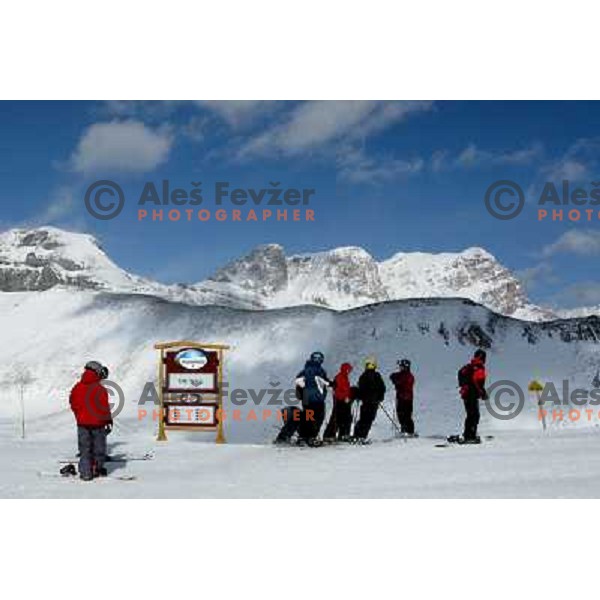 Skiers at The Wall table, Lake Louise, RCR ski resort in Canadian Rockies,Alberta, Canada on 2nd of March 2008. Photo by Ales Fevzer 