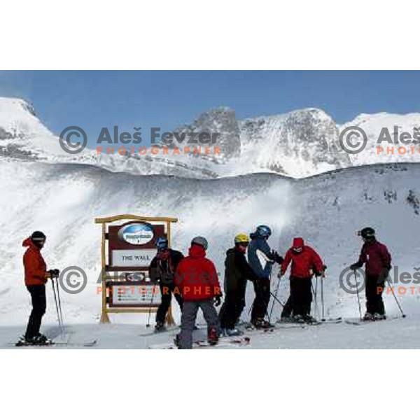 Skiers entering The Wall, Lake Louise, RCR ski resort in Canadian Rockies,Alberta, Canada on 2nd of March 2008. Photo by Ales Fevzer 