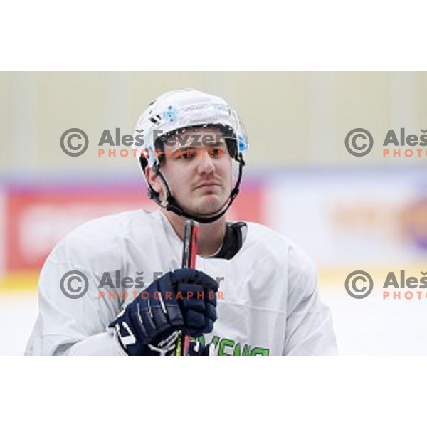 Luka Kalan of Slovenia ice-hockey team during practice session in Bled Ice Hall on November 4, 2019
