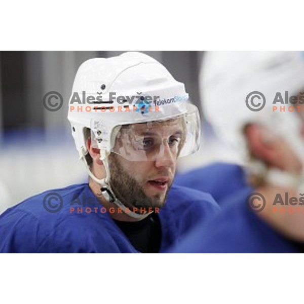 Rok Ticar of Slovenia ice-hockey team during practice session in Bled Ice Hall on November 4, 2019