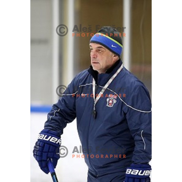 Matjaz Kopitar, head coach of Slovenia ice-hockey team during practice session in Bled Ice Hall on November 4, 2019