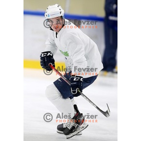 Luka Kalan of Slovenia ice-hockey team during practice session in Bled Ice Hall on November 4, 2019