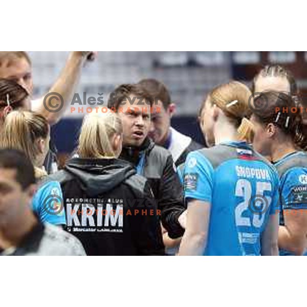 Uros Bregar, head coach of Krim Mercator during EHF Women\'s Champions League handball match between Krim Mercator and Savehof in Kodeljevo Hall, Ljubljana, Slovenia on November 17, 2019