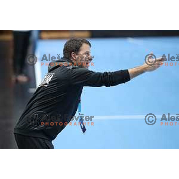 Uros Bregar, head coach of Krim Mercator during EHF Women\'s Champions League handball match between Krim Mercator and Savehof in Kodeljevo Hall, Ljubljana, Slovenia on November 17, 2019