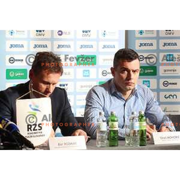 Bor Rozman and Uros Mohoric at Slovenia handball team press conference in Ljubljana on December 17, 2019