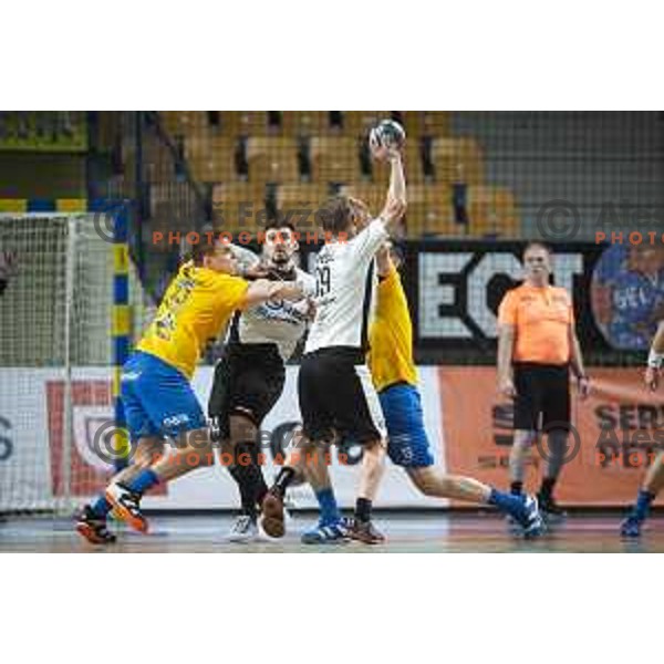 in action during Slovenia Cup 2019/20 handball match between RK Celje Pivovarna Lasko and Riko Ribnica in Arena Zlatorog, Celje, Slovenia on December 18, 2019