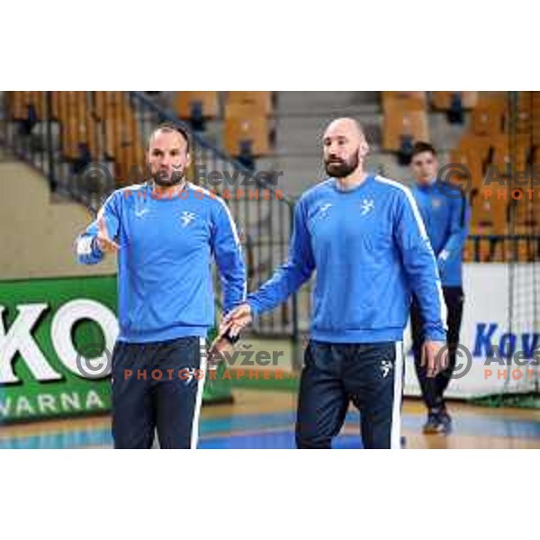Uros Zorman and Vid Kavticnik during meeting and first practice session of Slovenia Handball team in Zlatorog Hall, Celje, Slovenia on December 26, 2019