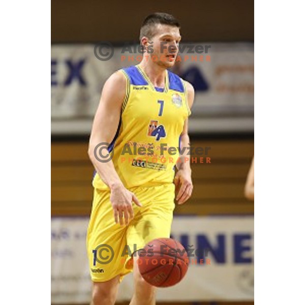 Dino Muric of Sencur GGD in action during 1.SKL league basketball match between Sencur GGD and Rogaska in Sencur Sports Hall, Slovenia on January 4, 2020