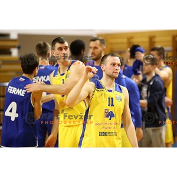Nejc Martincic in action during 1.SKL league basketball match between Sencur GGD and Rogaska in Sencur Sports Hall, Slovenia on January 4, 2020