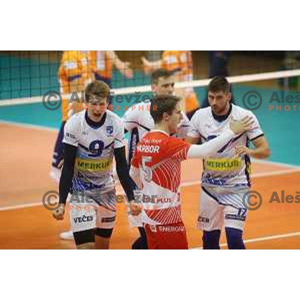 Rok Mozic (9) in action during Final of Slovenian Volleyball Cup between ACH Volley and Merkur Maribor in Kamnik Sports hall, Slovenia on January 19, 2020