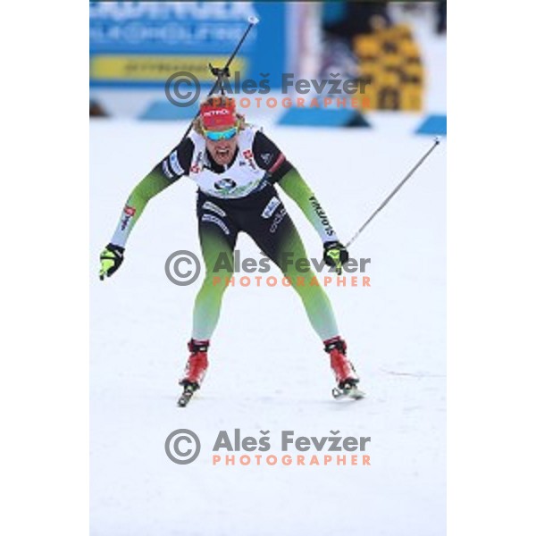 Klemen Bauer (SLO) competing in Mixed 4x7.5 km Relay at IBU Biathlon World Cup, Pokljuka, Slovenia on January 25, 2020