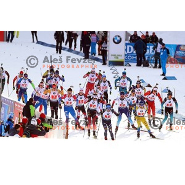 Start of Mixed 4x7.5 km Relay at IBU Biathlon World Cup, Pokljuka, Slovenia on January 25, 2020