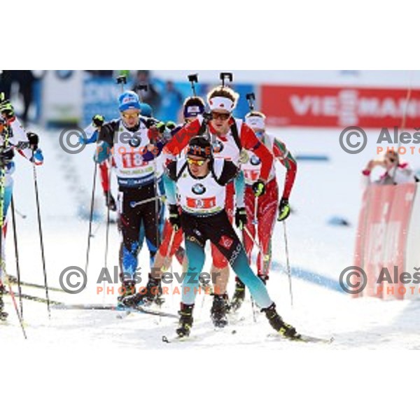Quentin Fillon Maillet (FRA) competing in Mixed 4x7.5 km Relay at IBU Biathlon World Cup, Pokljuka, Slovenia on January 25, 2020