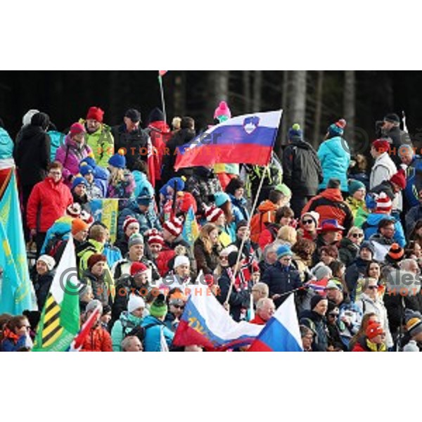 Spectators during Mixed 4x7.5 km Relay at IBU Biathlon World Cup, Pokljuka, Slovenia on January 25, 2020