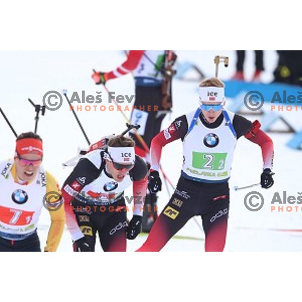 Johannes Thingnes Boe competes in Mixed 4x7.5 km Relay at IBU Biathlon World Cup, Pokljuka, Slovenia on January 25, 2020