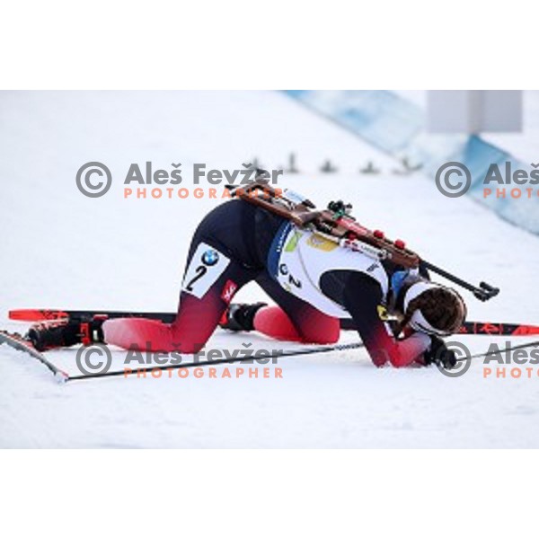 Synnoeve Solemdal (NOR) competes in Mixed 4x7.5 km Relay at IBU Biathlon World Cup, Pokljuka, Slovenia on January 25, 2020