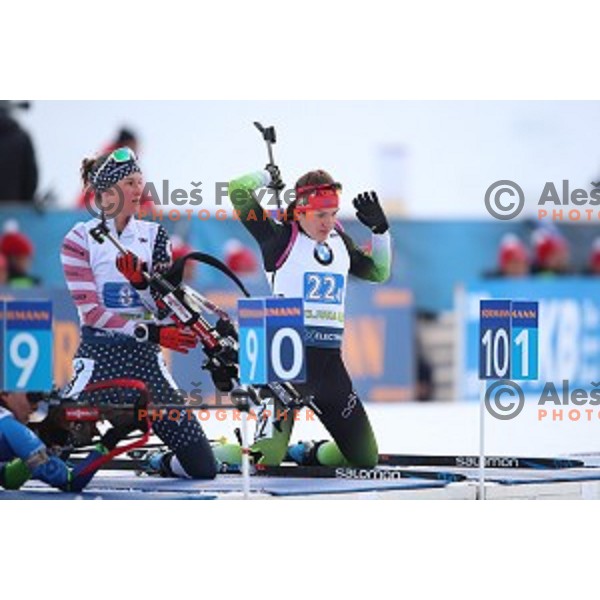 Lea Einflat (SLO) competes in Mixed 4x7.5 km Relay at IBU Biathlon World Cup, Pokljuka, Slovenia on January 25, 2020