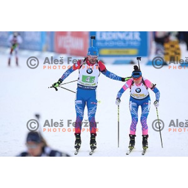 competes in Mixed 4x7.5 km Relay at IBU Biathlon World Cup, Pokljuka, Slovenia on January 25, 2020