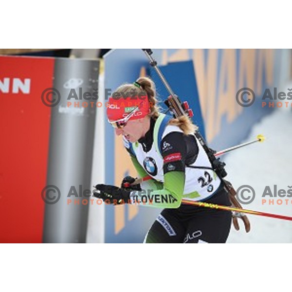 Polona Klemencic (SLO) competes in Mixed 4x7.5 km Relay at IBU Biathlon World Cup, Pokljuka, Slovenia on January 25, 2020