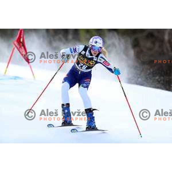 Ana Bucik (SLO) skiing in the first run of AUDI FIS Alpine Ski World Cup Giant Slalom for 56. Golden Fox Trophy in Kranjska gora, Slovenia on February 15, 2020