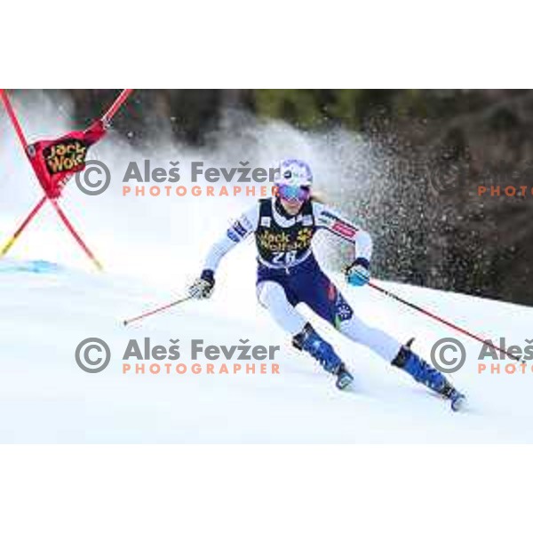 Ana Bucik (SLO) skiing in the first run of AUDI FIS Alpine Ski World Cup Giant Slalom for 56. Golden Fox Trophy in Kranjska gora, Slovenia on February 15, 2020