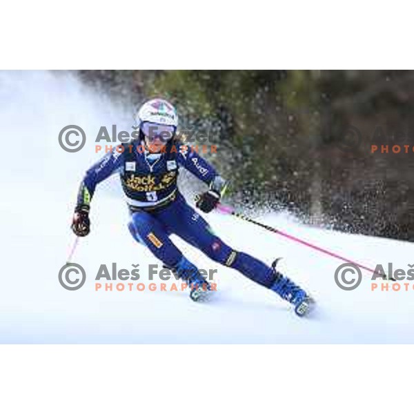 Marta Bassino (ITA) skiing in the first run of AUDI FIS Alpine Ski World Cup Giant Slalom for 56. Golden Fox Trophy in Kranjska gora, Slovenia on February 15, 2020