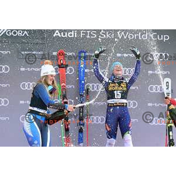 Alice Robinson (NZL) , winner of AUDI FIS Alpine Ski World Cup Giant Slalom for 56. Golden Fox Trophy in Kranjska gora, Slovenia on February 15, 2020