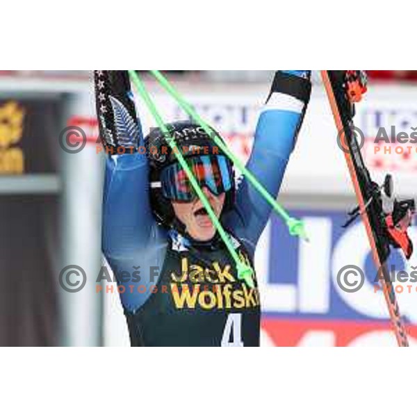Alice Robinson (NZL) , winner of AUDI FIS Alpine Ski World Cup Giant Slalom for 56. Golden Fox Trophy in Kranjska gora, Slovenia on February 15, 2020