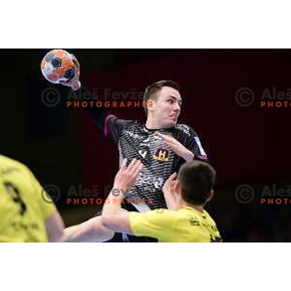 Rok Ovnicek in action during EHF Cup handball match between Gorenje and Nantes in Red Hall, Velenje on February 16, 2020