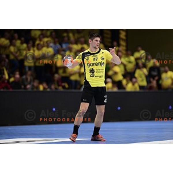 Aleks Kavcic in action during EHF Cup handball match between Gorenje and Nantes in Red Hall, Velenje on February 16, 2020