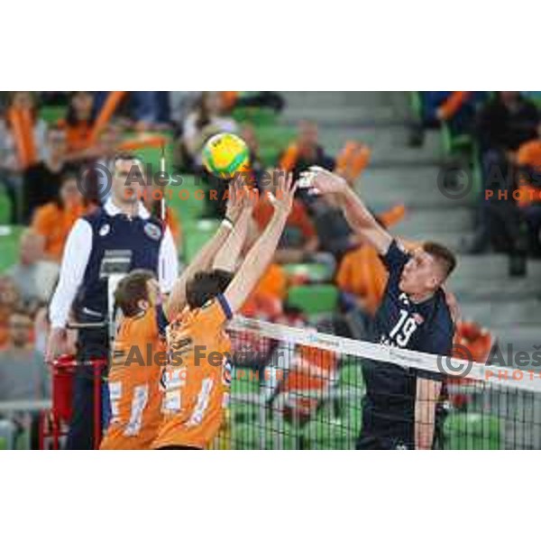 action during CEV Champions League 2020 regular season match between ACH Volley Ljubljana (SLO) and Fakel Novy Urengoy (RUS) in Stozice Hall, Ljubljana on February 19,2020