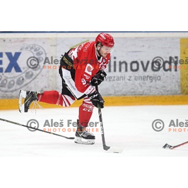 Mirko Djumic in action during Alps league ice-hockey match between Acroni Jesenice and SZ Olimpija in Podmezakla Hall, Jesenice, Slovenia on March 2, 2020