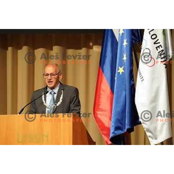 Miro Cerar gives a speech at Dr. Janez Kocijancic (1941-2020) Memorial Assembly of Slovenia Olympic Committee in hotel Union, Ljubljana on June 5, 2020