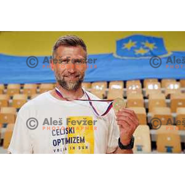 Tomaz Ocvirk, head coach of Celje Pivovarna Lasko, winners of Slovenian National Handball Championship in season 2019/2020 in Zlatorog Hall, Celje, Slovenia on June 18 , 2020