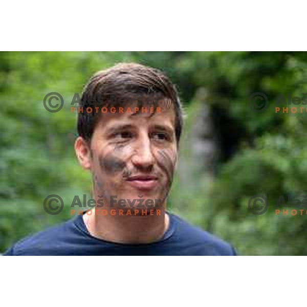 David Razgor of Celje Pivovarna Lasko during last day of survival camp at Kostel Waterfall near Cerknica, Slovenia on July 24, 2020