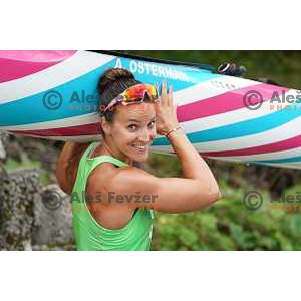 Anja Osterman during kayak K-1 practice session on lake Bohinj, Slovenia on July 31, 2020