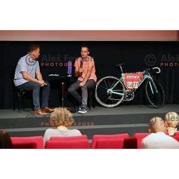 David Cermelj, author of cycling movie about Primoz Roglic during premiere in kino Dvor, Ljubljana, Slovenia on August 24, 2020