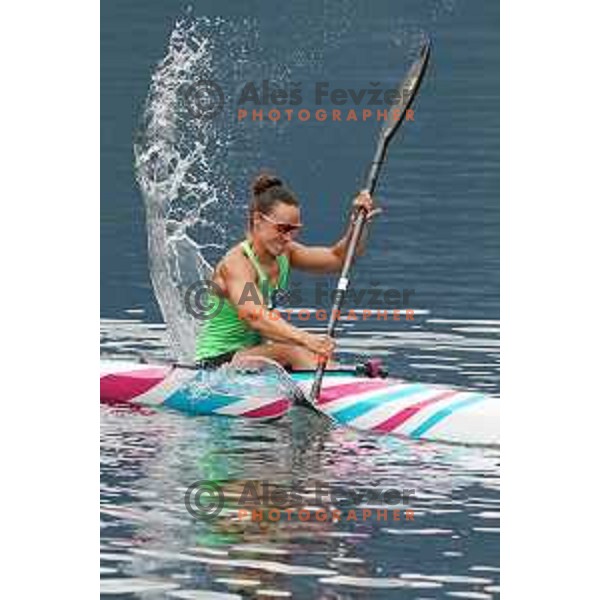 Anja Osterman during kayak K-1 practice session on lake Bohinj, Slovenia on July 31, 2020