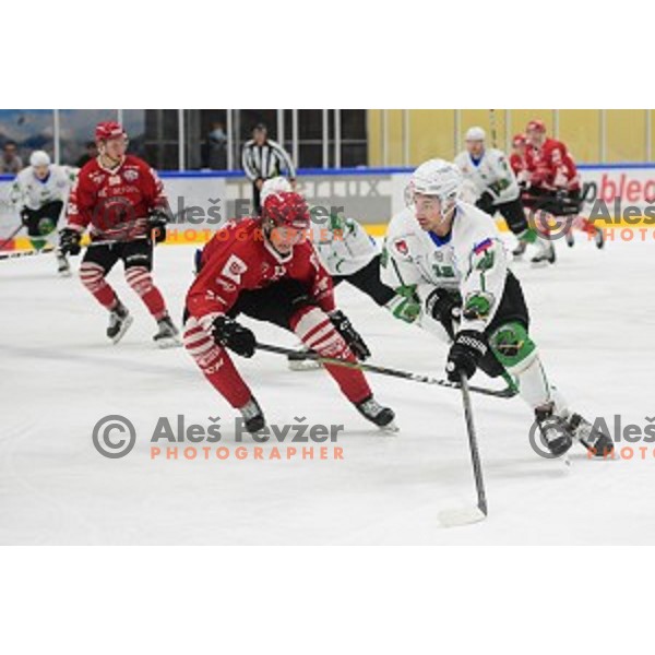 In action during ice-hockey match between SZ Olimpija and Acroni Jesenice in Bled Ice Hall, Slovenia on September 12, 2020