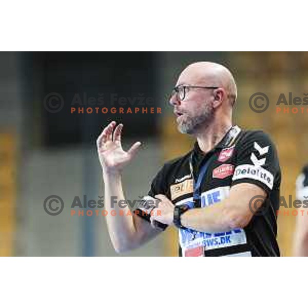 Stefan Madsen, head coach of Aalborg in action during EHF Champions League handball match between Celje Pivovarna Lasko and Aalborg in Arena Zlatorog, Celje, Slovenia on September 16, 2020